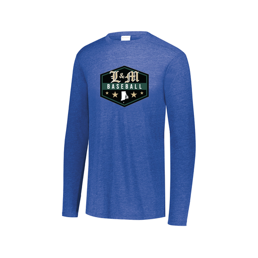 [FTLCUBRY-AXS-LOGO2] Decker Men's Tri-Blend T-Shirt - Long Sleeve (Adult XS, Royal, Logo 2)
