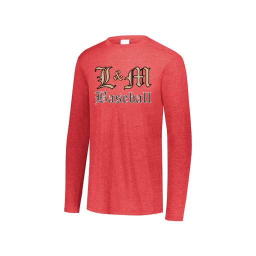 [FTLCUBRD-YS-LOGO1] Decker Youth Tri-Blend T-Shirt - Long Sleeve (Youth S, Red, Logo 1)