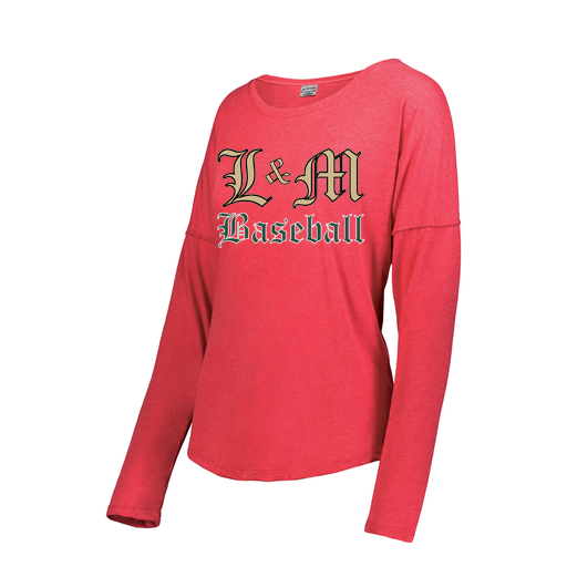 [3077.V96.S-LOGO1] Ladies LS Triblend T-Shirt (Female Adult S, Red, Logo 1)