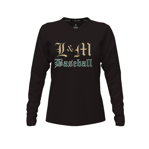 [FTLVPTBK-FYXS-LOGO1] Decker Performance T-Shirt (Female Youth XS, Black, V Neck, Logo 1, Long Sleeve)