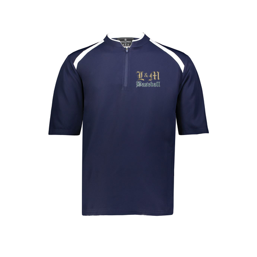 [229581-AS-NVY-LOGO1] Men's Dugout Short Sleeve Pullover (Adult S, Navy, Logo 1)