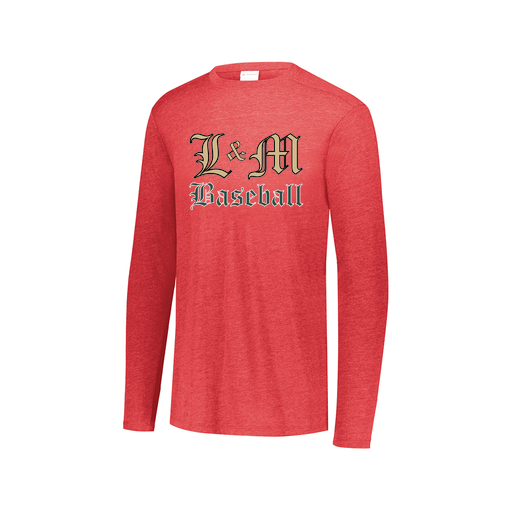 [FTLCUBRD-AXS-LOGO1] Decker Men's Tri-Blend T-Shirt - Long Sleeve (Adult XS, Red, Logo 1)