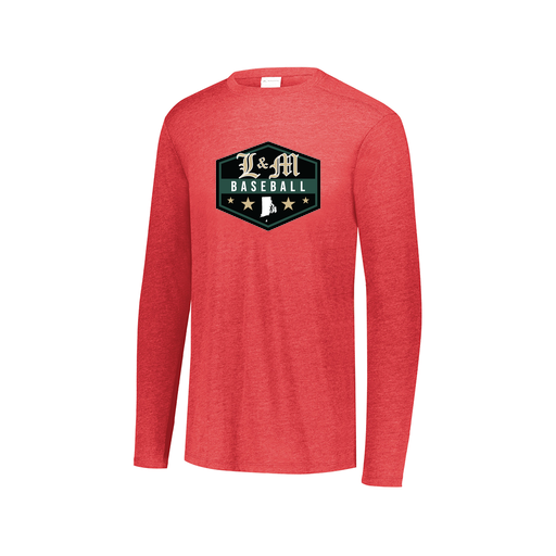 [FTLCUBRD-AXS-LOGO2] Decker Men's Tri-Blend T-Shirt - Long Sleeve (Adult XS, Red, Logo 2)