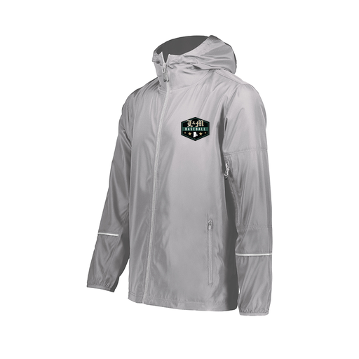 [229582-SIL-AXS-LOGO2] Men's Packable Full Zip Jacket (Adult XS, Silver, Logo 2)