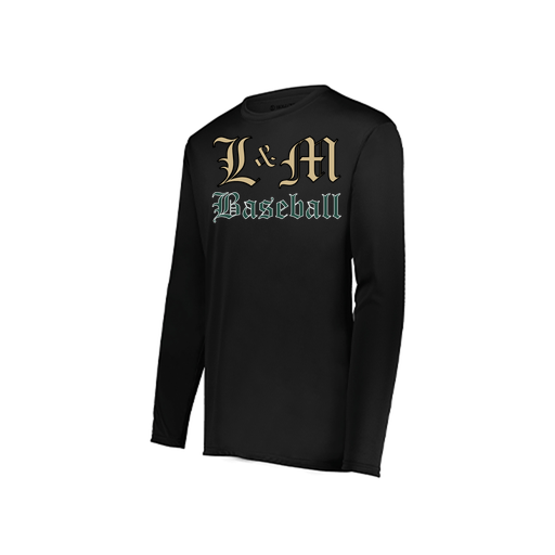 [222823.080.S-LOGO1] Youth LS Smooth Sport Shirt (Youth S, Black, Logo 1)