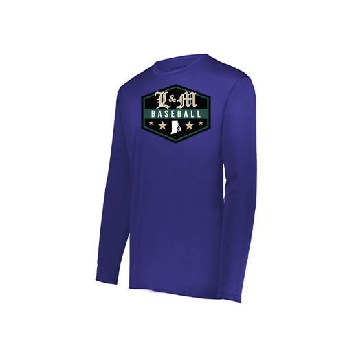 [222823.747.S-LOGO2] Youth LS Smooth Sport Shirt (Youth S, Purple, Logo 2)