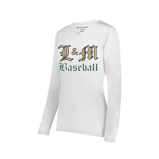 [222824.005.S-LOGO1] Ladies LS Smooth Sport Shirt (Female Adult S, White, Logo 1)