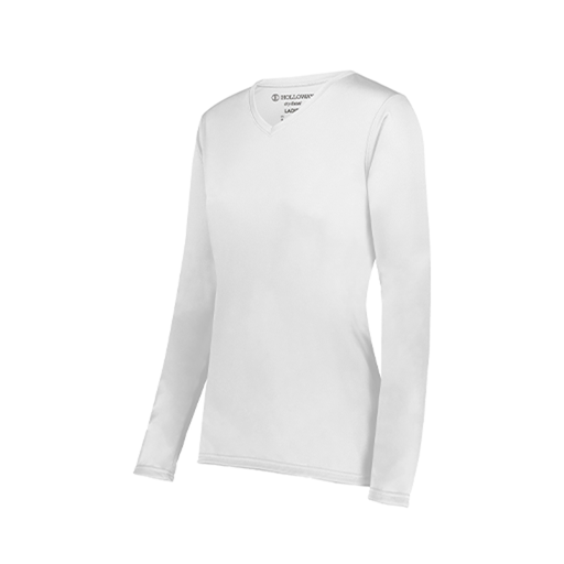 [222824.005.S-LOGO3] Ladies LS Smooth Sport Shirt (Female Adult S, White, Logo 3)