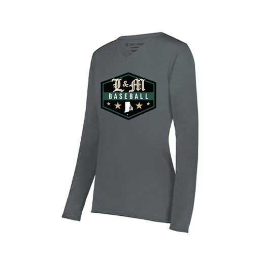 [222824.059.S-LOGO2] Ladies LS Smooth Sport Shirt (Female Adult S, Gray, Logo 2)