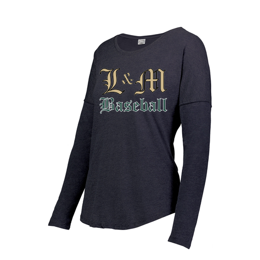 [3077.72N.S-LOGO1] Ladies LS Ultra-blend T-Shirt (Female Adult S, Navy, Logo 1)